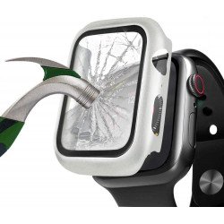 Apple Watch Series 6/5/4/SE Hard Full Body Case with Tempered Glass 44MM (Matte Silver)